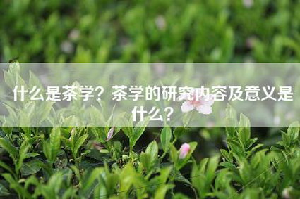 什么是茶学？茶学的研究内容及意义是什么？